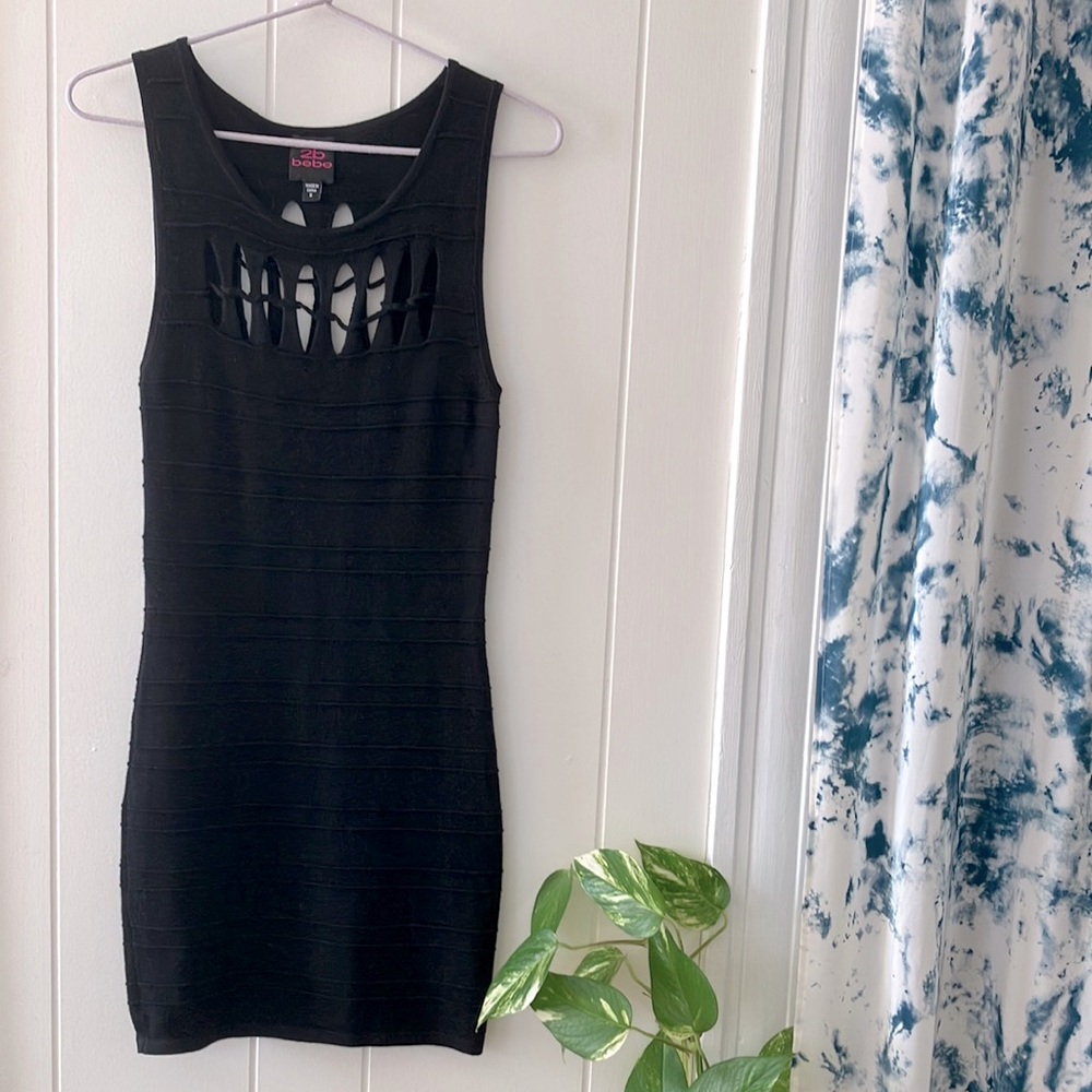 Bebe Cutout Bodycon Bandage Black Dress
